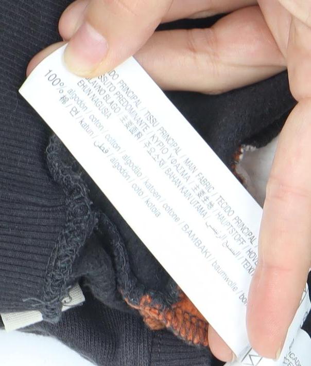 Pull&Bear Womens Sweatshirt XXS Black Colourblock Graphic Cotton