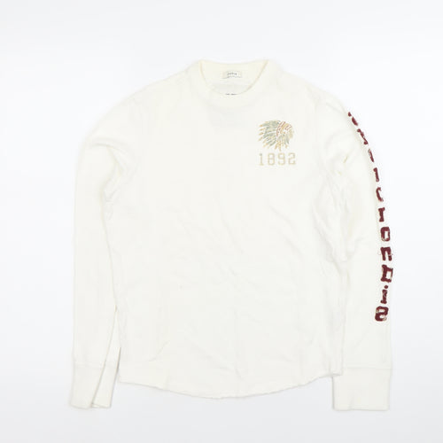 Abercrombie Boys White Pullover Sweatshirt M Crew Neck Long Sleeve Logo