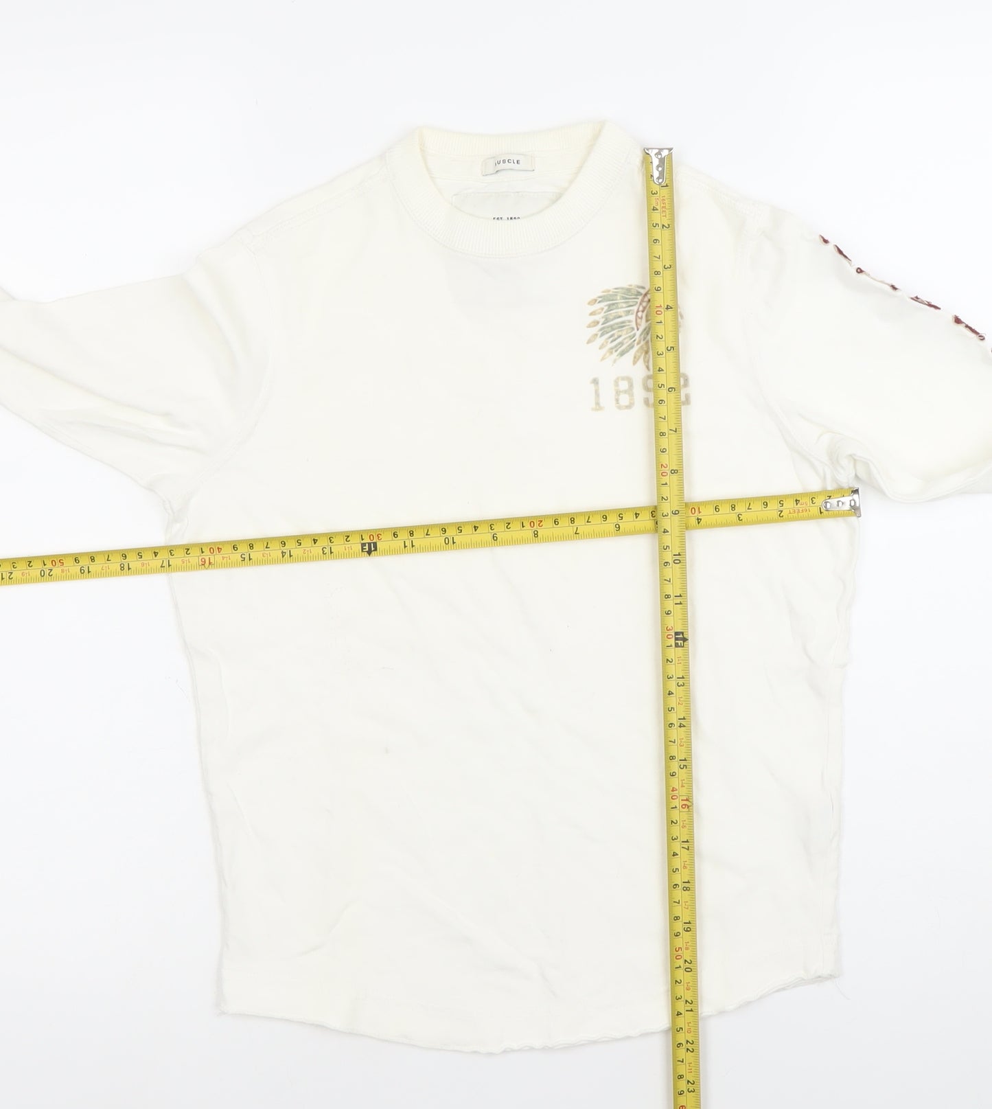 Abercrombie Boys White Pullover Sweatshirt M Crew Neck Long Sleeve Logo