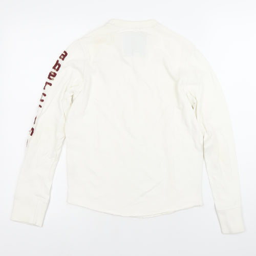 Abercrombie Boys White Pullover Sweatshirt M Crew Neck Long Sleeve Logo