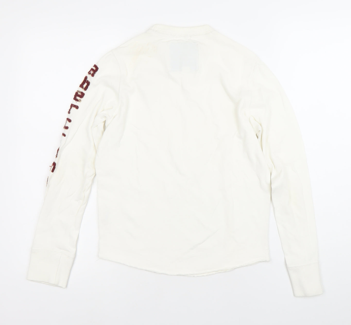 Abercrombie Boys White Pullover Sweatshirt M Crew Neck Long Sleeve Logo