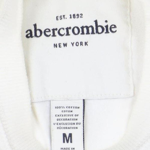 Abercrombie Boys White Pullover Sweatshirt M Crew Neck Long Sleeve Logo