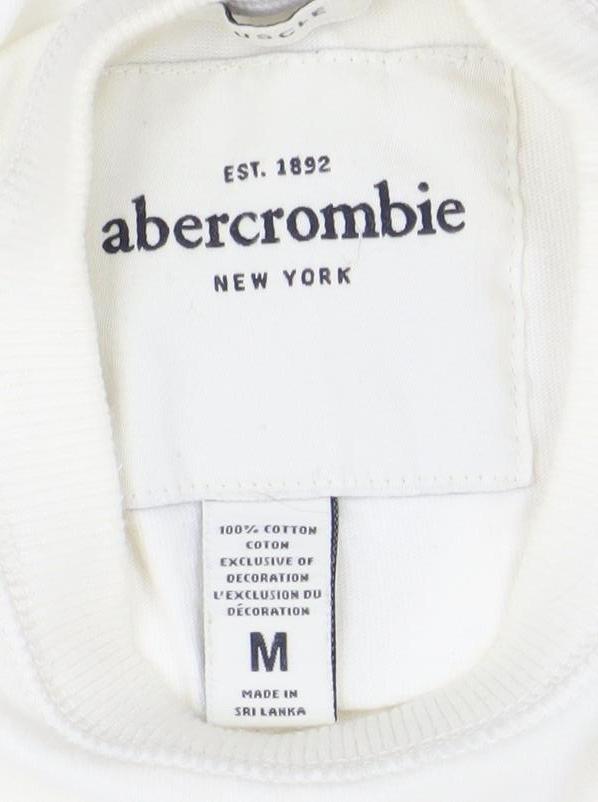 Abercrombie Boys White Pullover Sweatshirt M Crew Neck Long Sleeve Logo