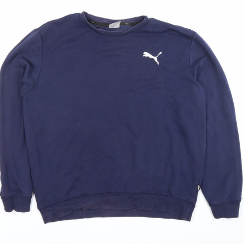 Puma Men’s Blue Crew Neck Pullover Sweatshirt Size L Logo Sportswear