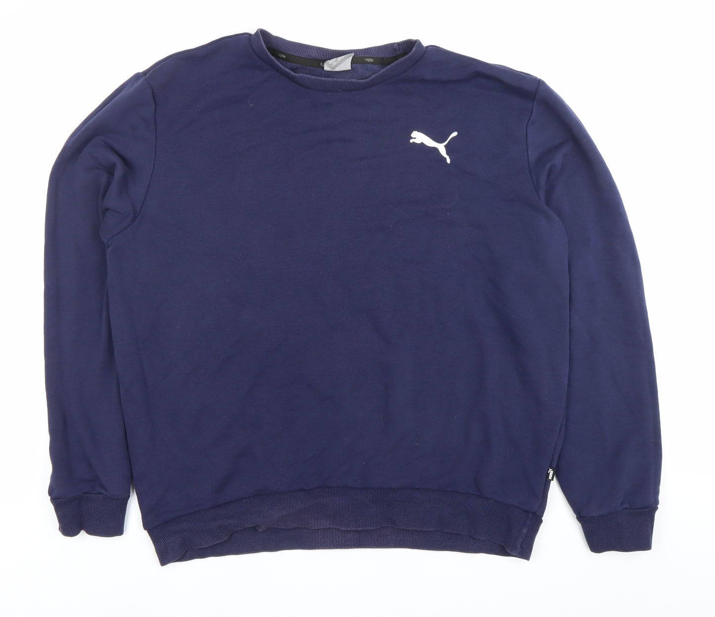 Puma Men’s Blue Crew Neck Pullover Sweatshirt Size L Logo Sportswear