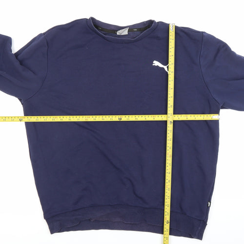 Puma Men’s Blue Crew Neck Pullover Sweatshirt Size L Logo Sportswear