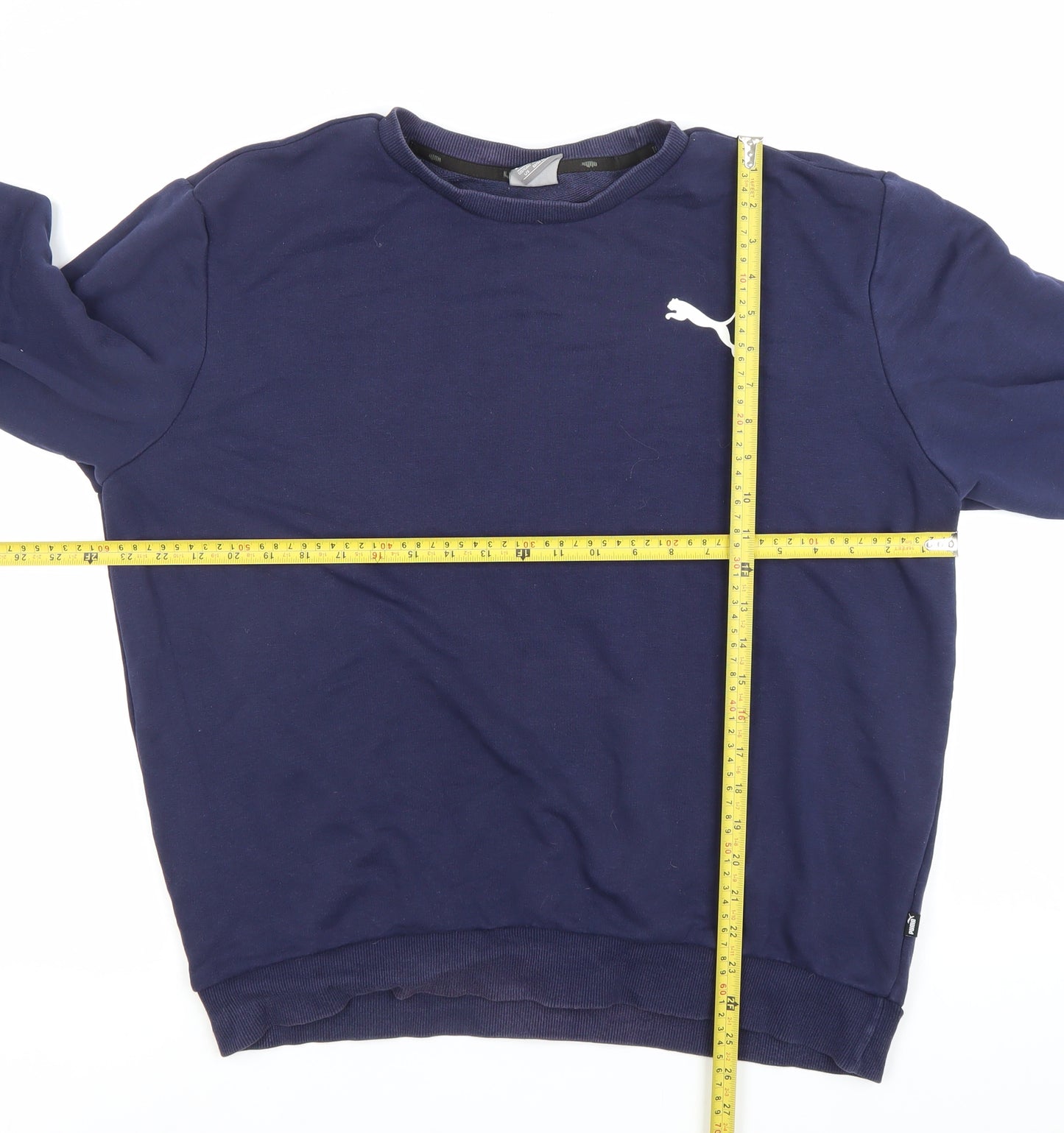 Puma Men’s Blue Crew Neck Pullover Sweatshirt Size L Logo Sportswear