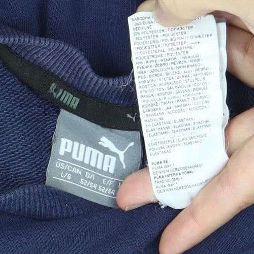 Puma Men’s Blue Crew Neck Pullover Sweatshirt Size L Logo Sportswear