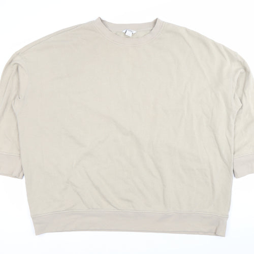 Monki Women’s Beige Crew Neck Pullover Sweatshirt Size L