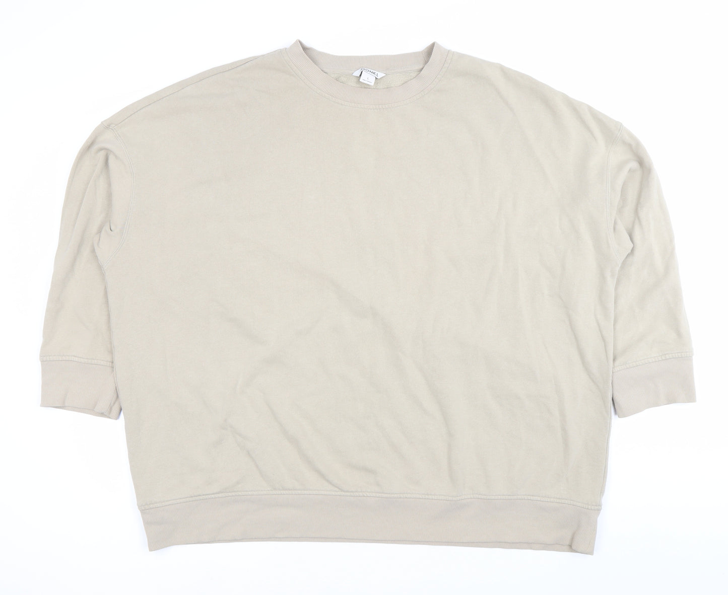 Monki Women’s Beige Crew Neck Pullover Sweatshirt Size L