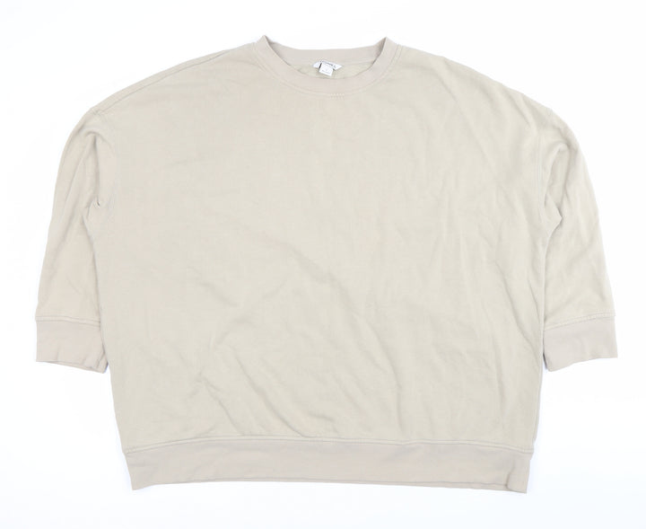 Monki Women’s Beige Crew Neck Pullover Sweatshirt Size L