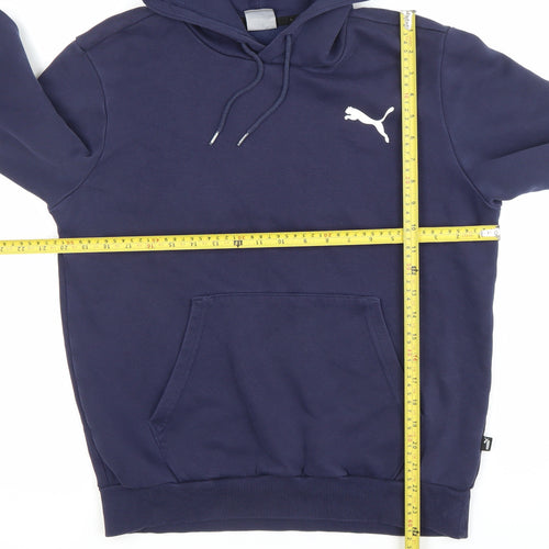 Puma Men's Blue Small Pullover Hoodie Sweatshirt Logo Fleece