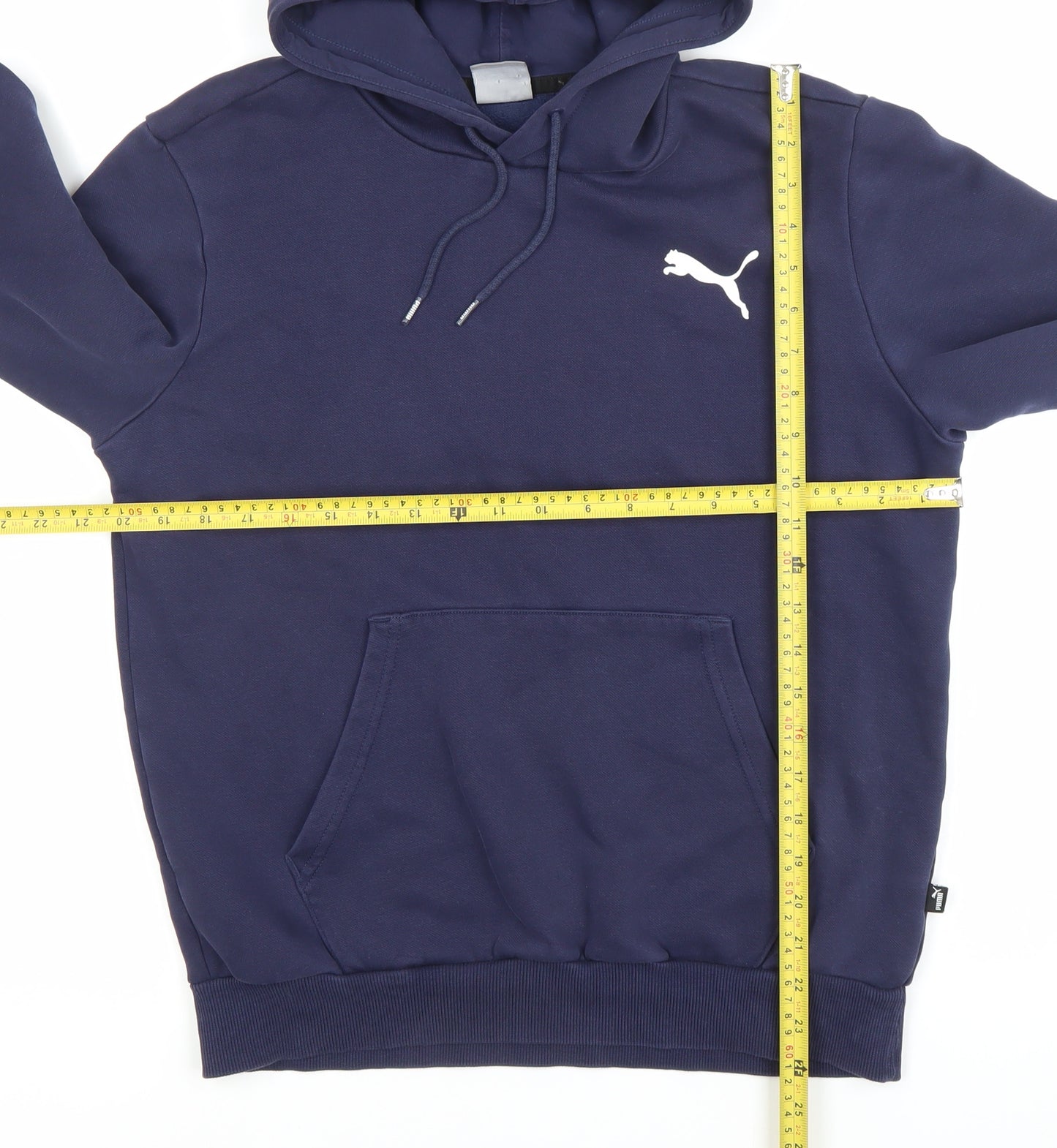 Puma Men's Blue Small Pullover Hoodie Sweatshirt Logo Fleece