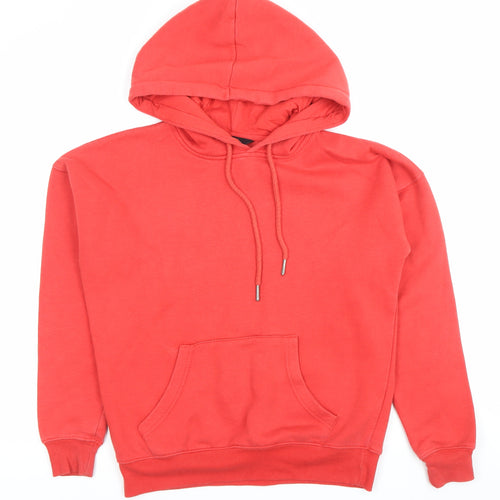 New Look Womens Red Pullover Hoodie Size 6 Cotton Blend