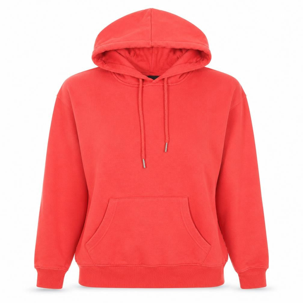 Front view of New Look women’s red pullover hoodie, size UK 6, cotton blend