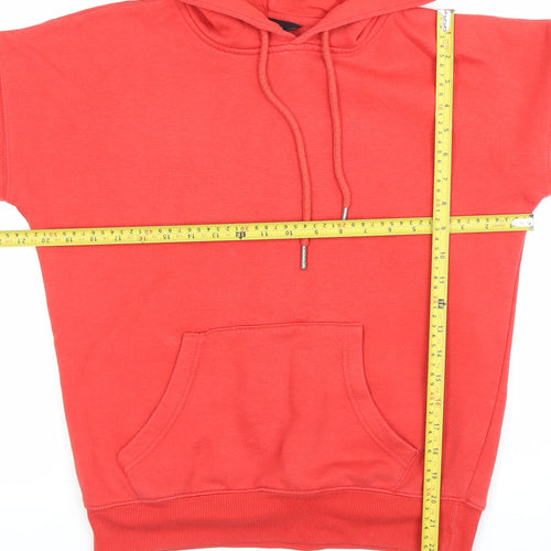 New Look Womens Red Pullover Hoodie Size 6 Cotton Blend