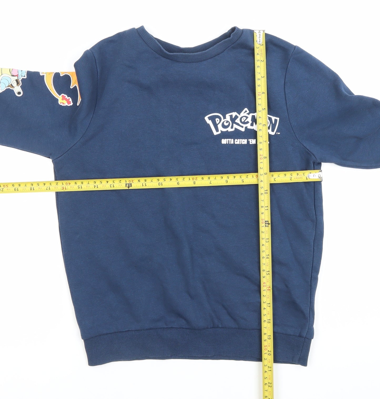 Pokémon Boys Blue Pullover Sweatshirt 9-10 Years Graphic Print Crew Neck