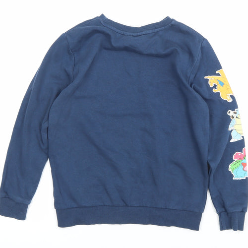 Pokémon Boys Blue Pullover Sweatshirt 9-10 Years Graphic Print Crew Neck