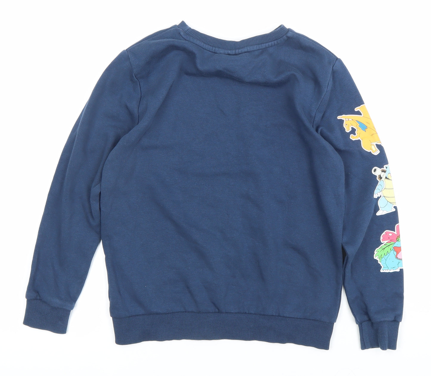 Pokémon Boys Blue Pullover Sweatshirt 9-10 Years Graphic Print Crew Neck