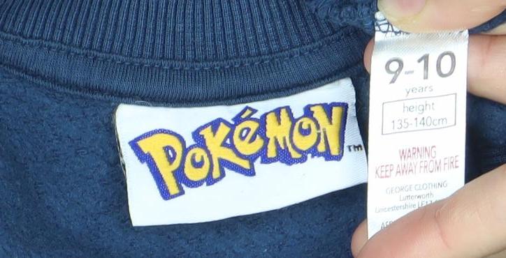 Pokémon Boys Blue Pullover Sweatshirt 9-10 Years Graphic Print Crew Neck