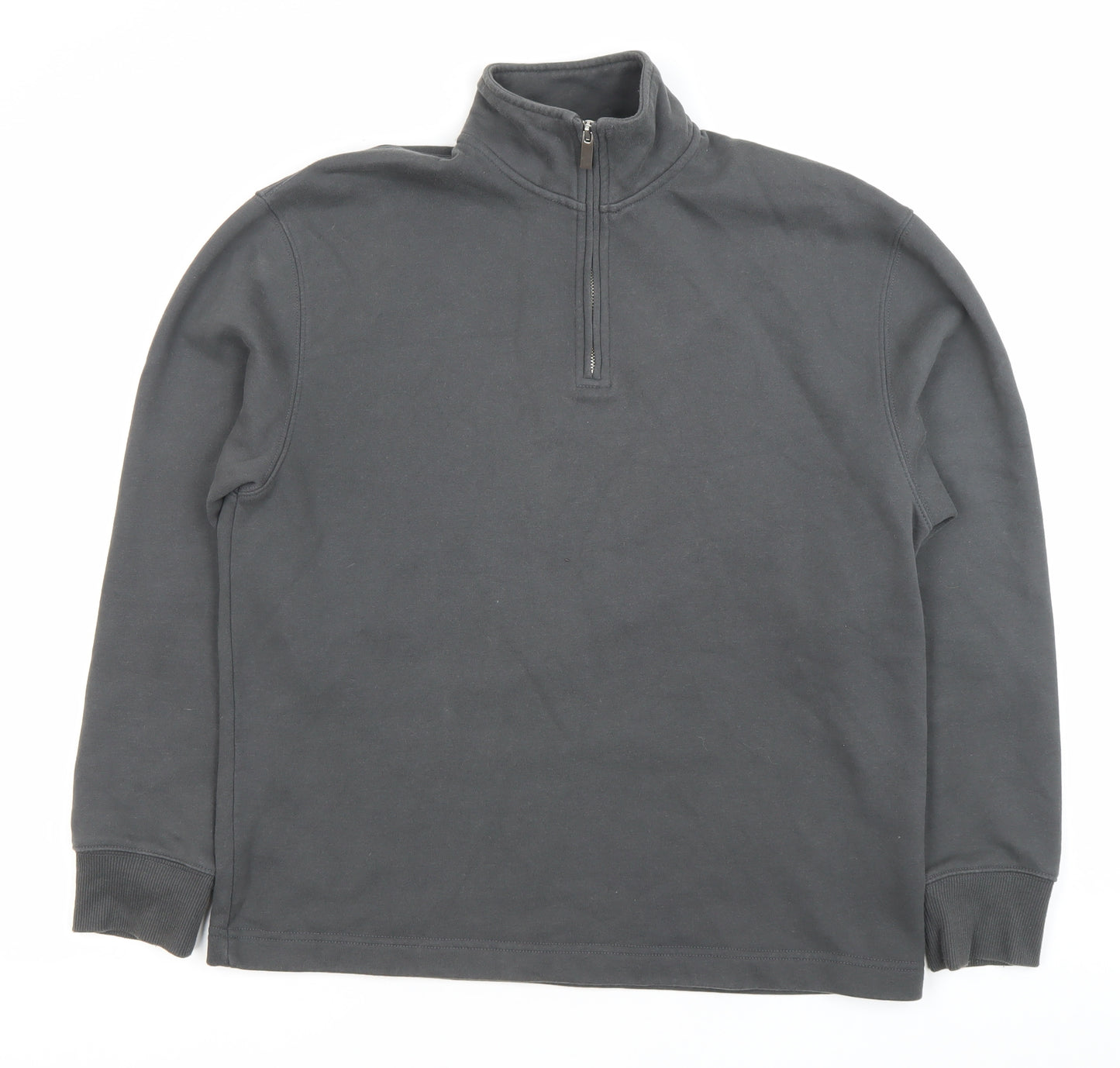 Topman Mens Grey 1/4 Zip High Neck Sweatshirt Size S Regular Fit