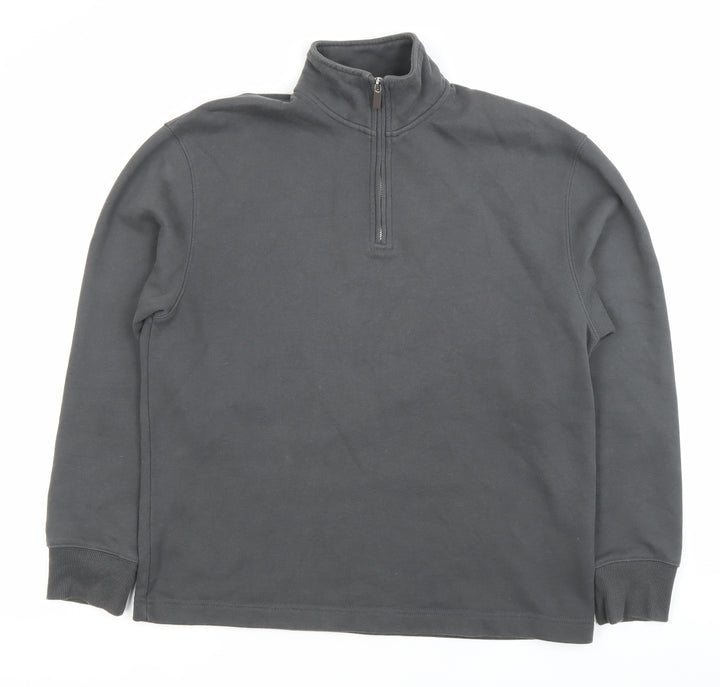 Topman Mens Grey 1/4 Zip High Neck Sweatshirt Size S Regular Fit