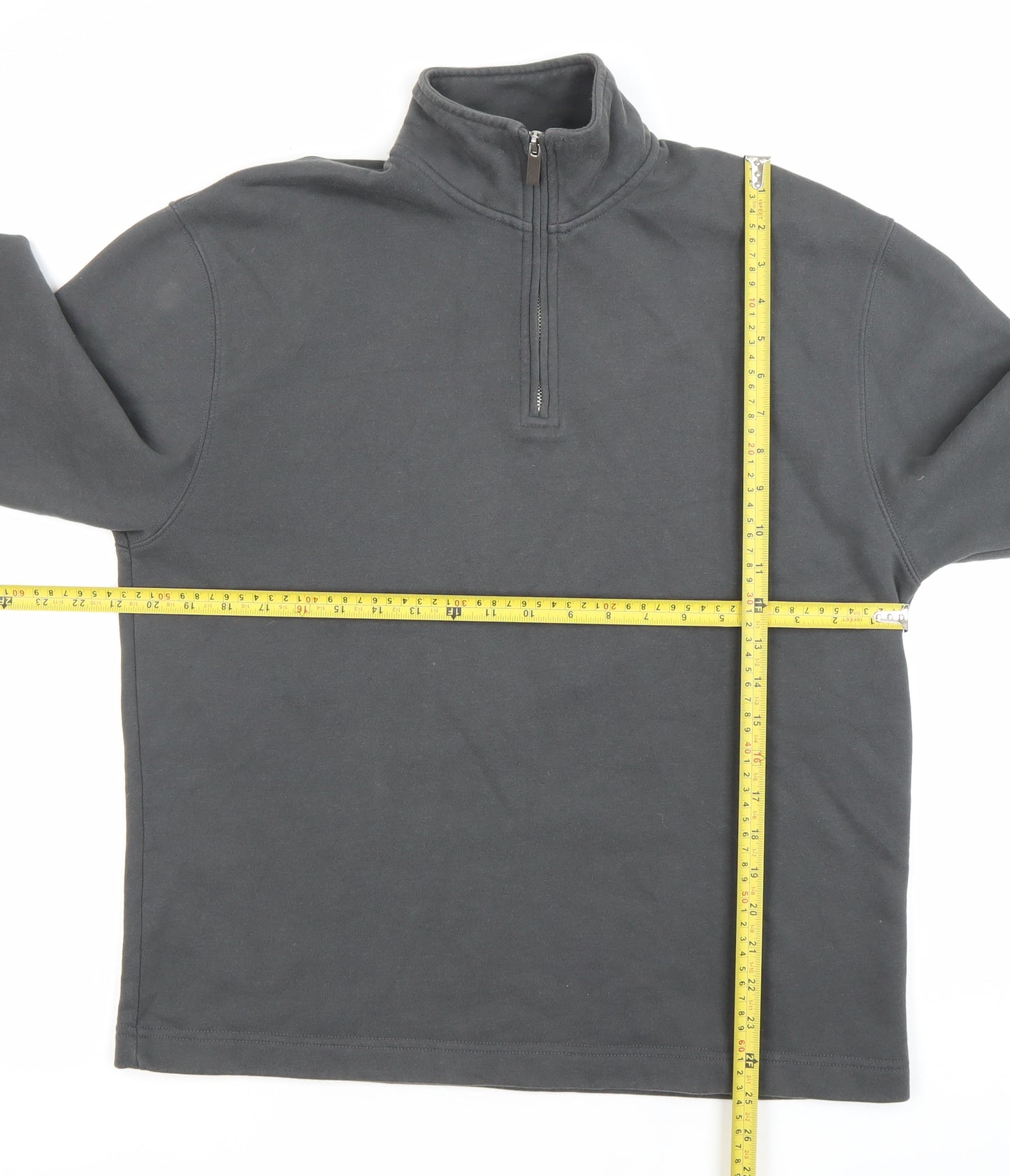 Topman Mens Grey 1/4 Zip High Neck Sweatshirt Size S Regular Fit