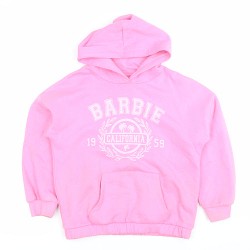 Marks and Spencer Girls Pink Barbie Hoodie 10-11 Years Pullover Fleece
