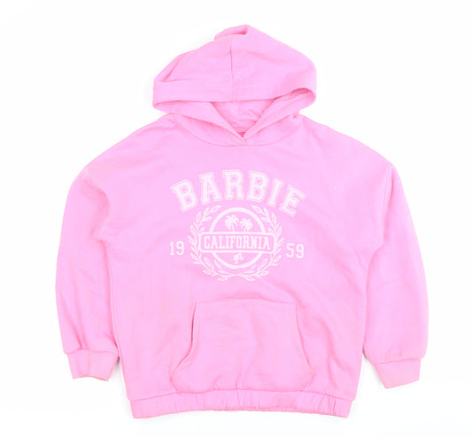 Marks and Spencer Girls Pink Barbie Hoodie 10-11 Years Pullover Fleece