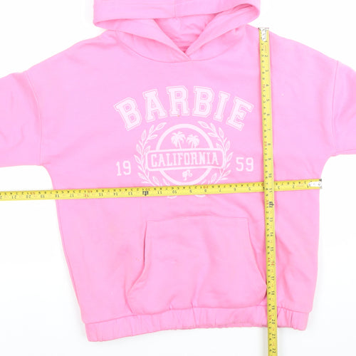 Marks and Spencer Girls Pink Barbie Hoodie 10-11 Years Pullover Fleece