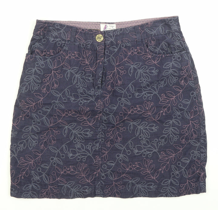 Matalan Women’s Blue Floral Corduroy Pencil Skirt Size 10