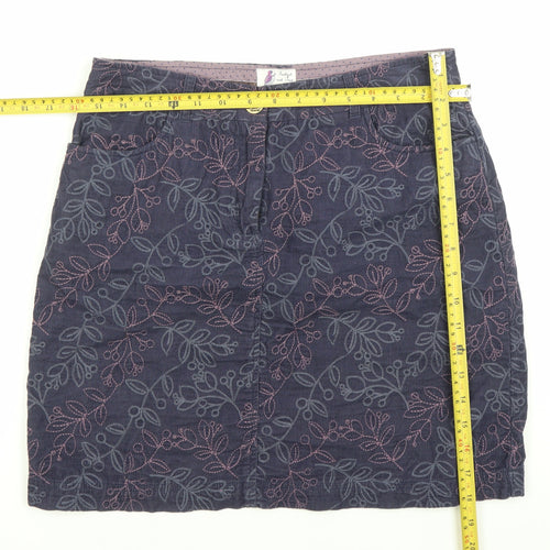 Matalan Women’s Blue Floral Corduroy Pencil Skirt Size 10