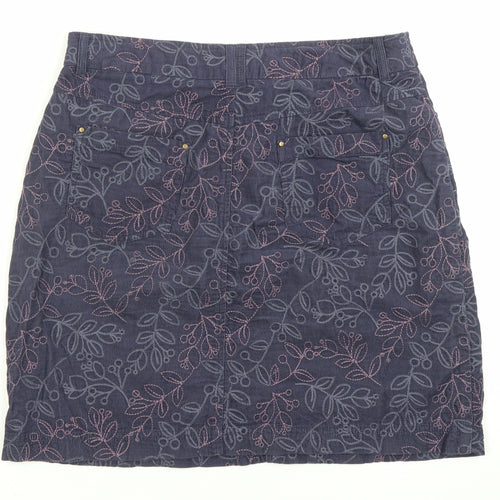 Matalan Women’s Blue Floral Corduroy Pencil Skirt Size 10
