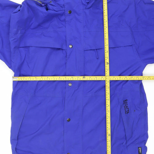 Regatta Men's Blue Waterproof Hooded Rain Jacket Size S 38in