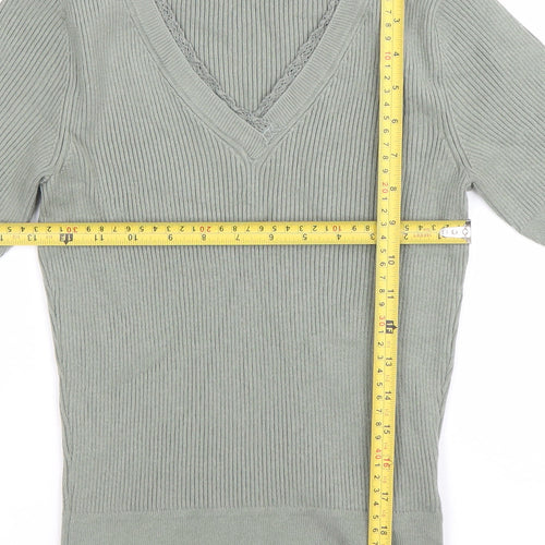 Marks and Spencer Womens Green Size 10 V-Neck Knit Top