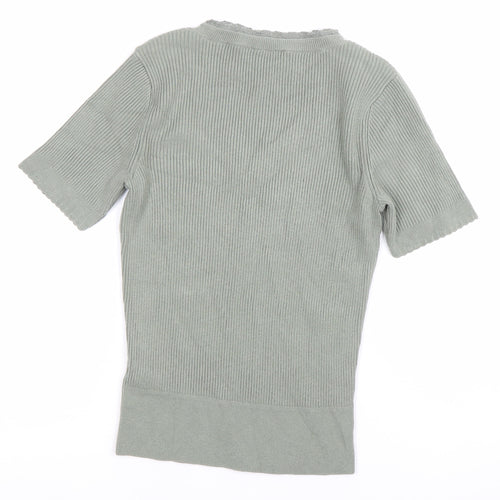 Marks and Spencer Womens Green Size 10 V-Neck Knit Top