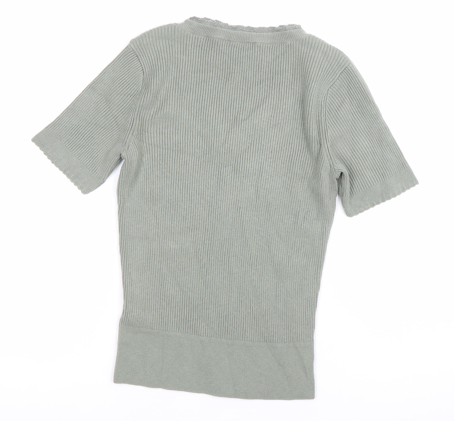 Marks and Spencer Womens Green Size 10 V-Neck Knit Top
