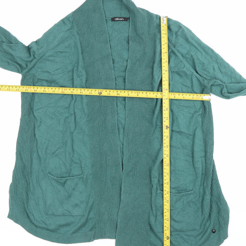 Olsen Womens Green Cotton Blend Long Sleeve Open Cardigan Size 12