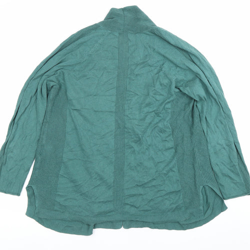 Olsen Womens Green Cotton Blend Long Sleeve Open Cardigan Size 12