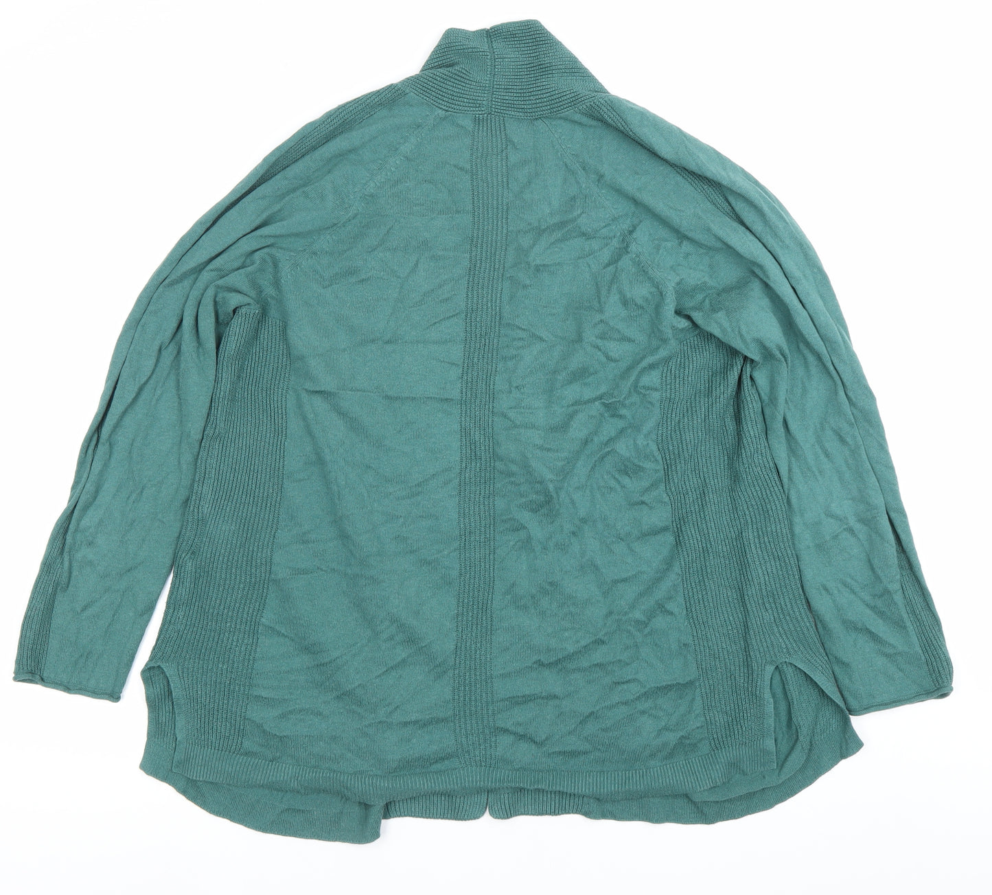 Olsen Womens Green Cotton Blend Long Sleeve Open Cardigan Size 12