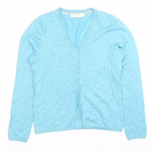 John Lewis Women’s Blue V-Neck Cardigan Size 8 Knit Long Sleeve