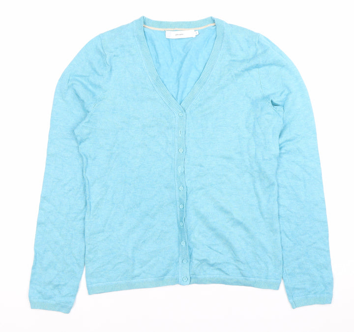John Lewis Women’s Blue V-Neck Cardigan Size 8 Knit Long Sleeve
