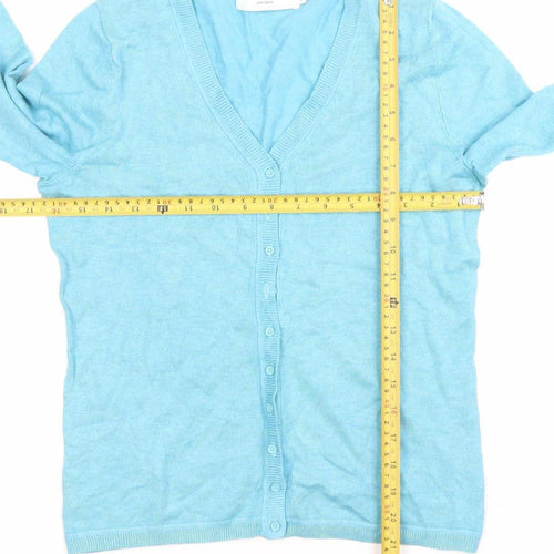 John Lewis Women’s Blue V-Neck Cardigan Size 8 Knit Long Sleeve