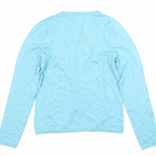 John Lewis Women’s Blue V-Neck Cardigan Size 8 Knit Long Sleeve