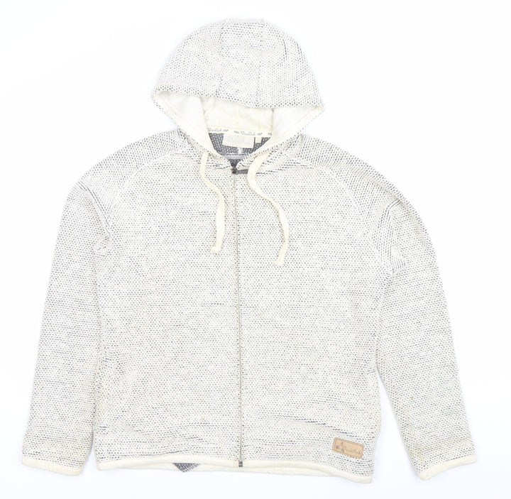 Dead Fish Men’s Grey Knit Full Zip Hoodie Size L Hooded Sweatshirt