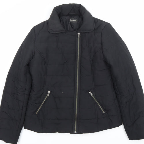 George Women’s Black Size 12 Puffer Jacket Quilted Zip Coat
