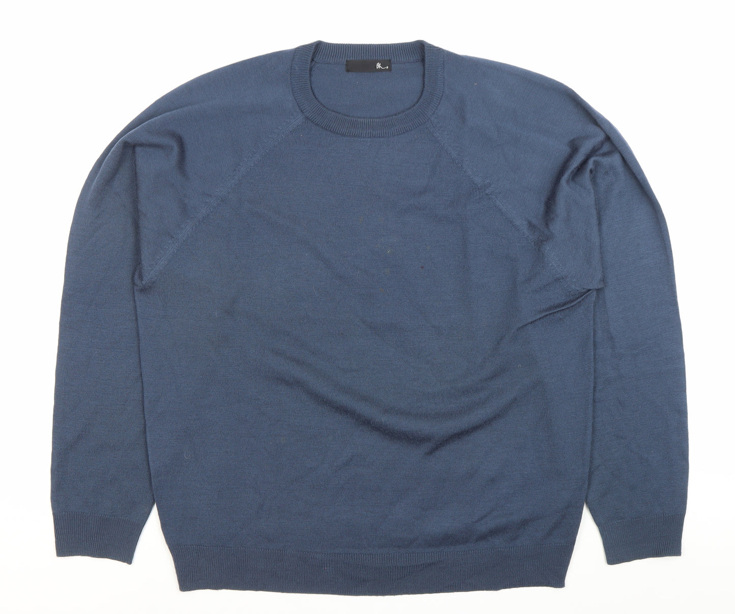 BHS Mens Blue Acrylic Crew Neck Pullover Jumper Size L
