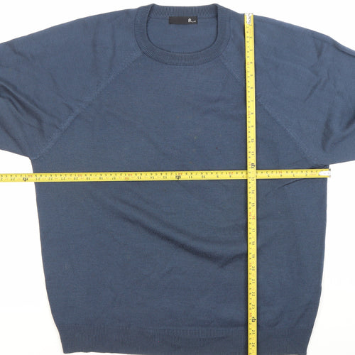 BHS Mens Blue Acrylic Crew Neck Pullover Jumper Size L