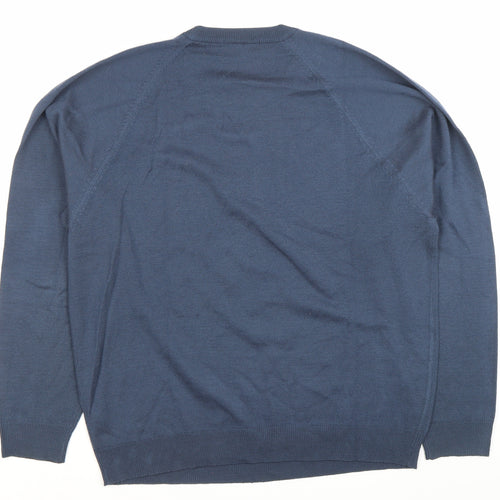 BHS Mens Blue Acrylic Crew Neck Pullover Jumper Size L