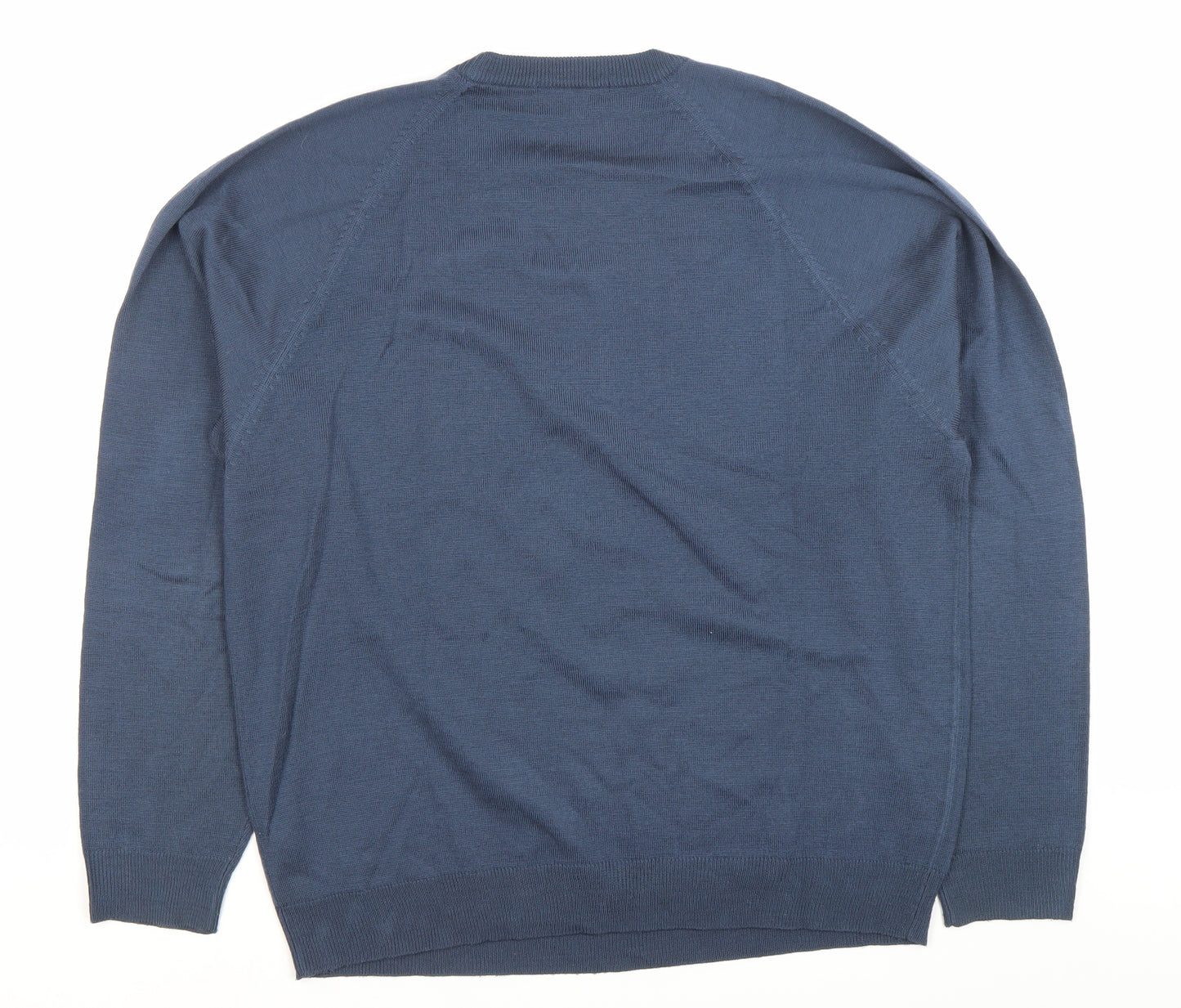 BHS Mens Blue Acrylic Crew Neck Pullover Jumper Size L